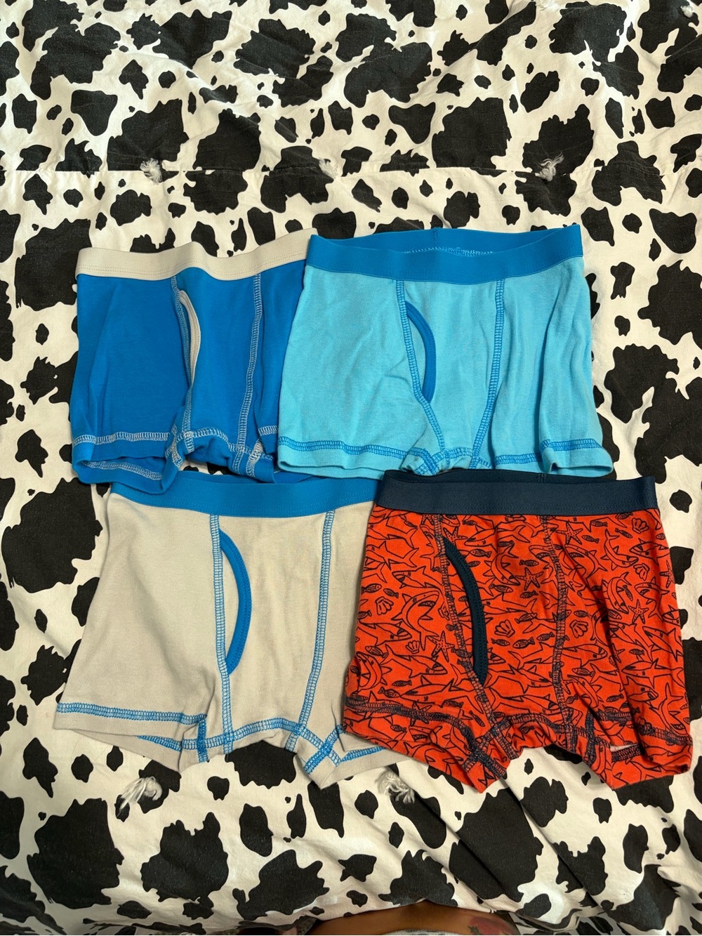 Boys' Blue and Red Cotton Boxer Briefs - Pack of 4